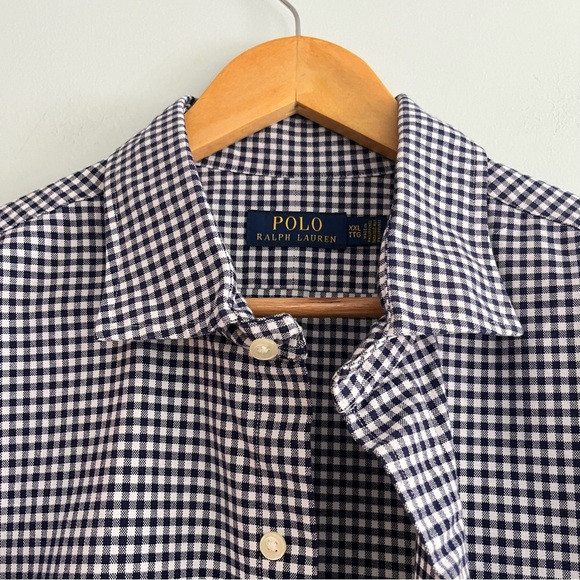 Polo Ralph Lauren Men’s Collared Button Down Gingham Cotton XXL Navy Blue White - Picture 10 of 12